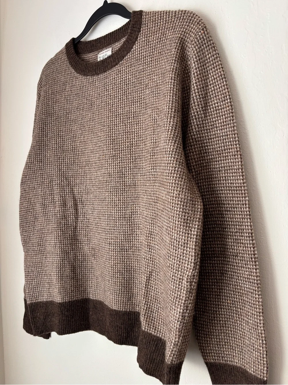 J. Crew Rugged Merino Wool Bird's-Eye Tipped Sweater Men’s Medium Brown Cozy
